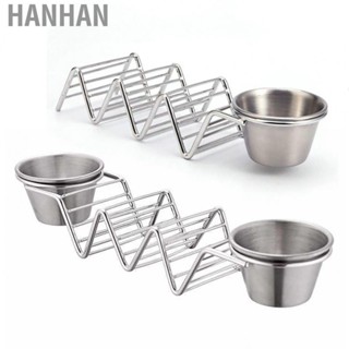 Hanhan 3 Grids Taco Stand Holder with Sauce Cup Stainless Steel V Shaped Spring Roll Taco  Holder Rack for Home Restaurant