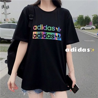 Adids ฤดูร้อน ใหม่ ผ้าฝ้าย คอกลม เสื้อยืด ผู้ชายและผู้หญิง กีฬา เสื้อยืด - เสื้อเชิ้ต คอปก ป้าย + แท็ก