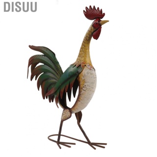 Disuu Rooster Statue Vivid Colors Hand Welding Lifelike Appearance Durable Metal Roo