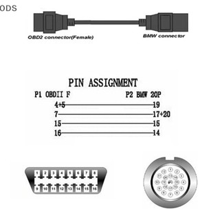 Ods อะแดปเตอร์เชื่อมต่อ OBD สําหรับ BMW 20 PIN เป็น OBD2 16 PIN ตัวเมีย e36 e39 X5 Z3 OD 1 ชิ้น