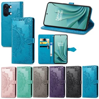 เคสโทรศัพท์มือถือหนัง ฝาพับแม่เหล็ก ลายนูน รูปดอกมันดาลา พร้อมช่องใส่บัตร สําหรับ OnePlus Ace 2V ACE2 Nord2 Nord CE 2 Nord2T CE3