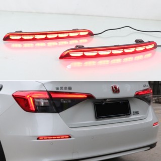 หลอดไฟสะท้อนแสง LED ติดกันชนหลัง และไฟเลี้ยวไดนามิก 3-in-1 สําหรับ Honda Civic FE 2022 2023