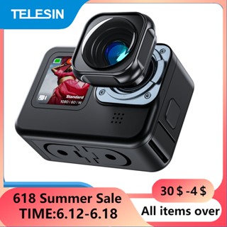 Telesin เลนส์โมด มุมกว้างพิเศษ 155 องศา พร้อมฝาครอบ 2 ชิ้น อุปกรณ์เสริม สําหรับ GoPro11 10 9 Max