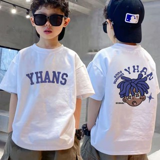 ✨พร้อมส่ง เสื้อยืดลําลอง ผ้าฝ้าย แขนยาวครึ่งแขน ลายการ์ตูน ทรงหลวม สไตล์เกาหลี สําหรับเด็กผู้ชาย อายุ 3-9 ปี