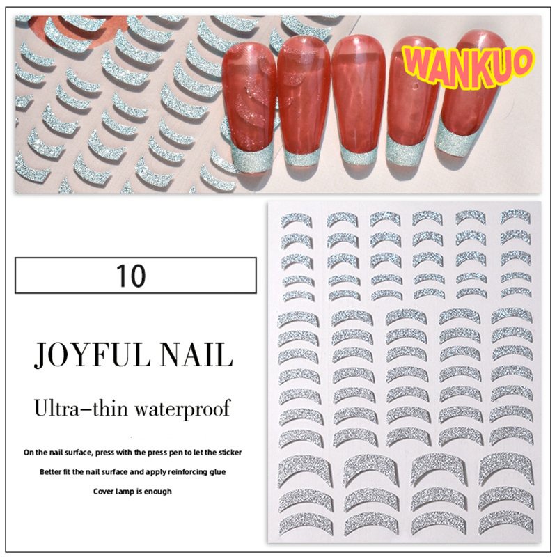 【WANKUO】สติกเกอร์ตกแต่งเล็บ ลายทาง สีเงิน หรูหรา DIY สําหรับผู้หญิง