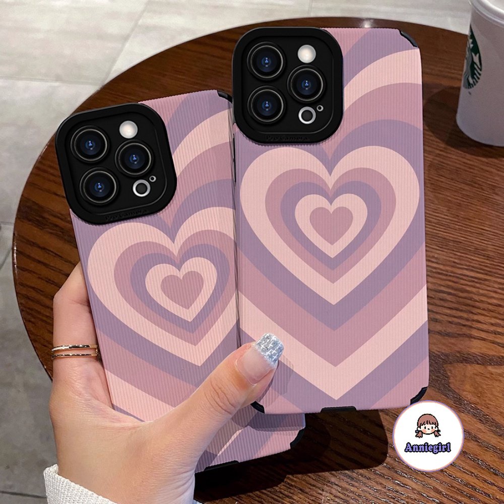 เกาหลีสีม่วง Love Gradient เคสโทรศัพท์สําหรับ IPhone 11 15 14 Pro Max 12 13 Promax 7/8Plus XS XR SE หนัง Anti-drop Soft TPU Cover