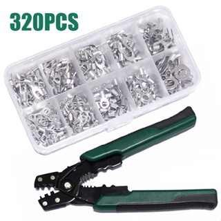 320pcs Crimp Terminal + Pliers Cold Pressed Terminal U-shaped O-shaped Terminal