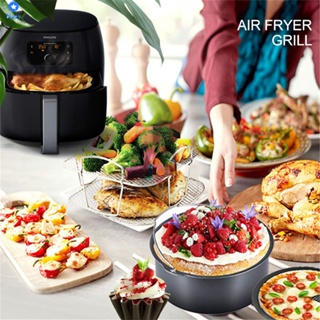 Air Fryer ชั้นวางมันฝรั่ง ชั้นวางผลไม้แห้ง Stainless Steel Grill Steamer อุปกรณ์เสริม Air Fryer 【bluey】