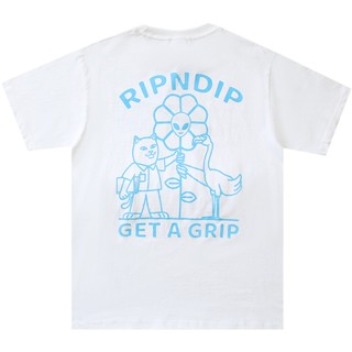 Ripndip เสื้อยืดแขนสั้น พิมพ์ลายการ์ตูนแมว ดอกทานตะวัน ขนาดเล็ก สําหรับผู้ชาย และผู้หญิง