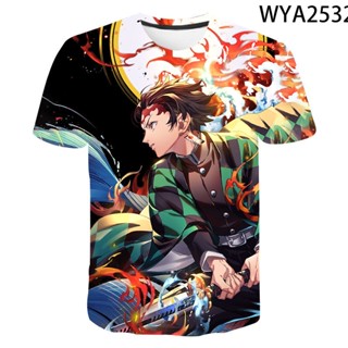 เสื้อยืดแขนสั้นลําลอง พิมพ์ลายอนิเมะ Kimetsu no Yaiba Ghost Destroying Blade แฟชั่นฤดูร้อน สําหรับผู้ชาย และผู้หญิง