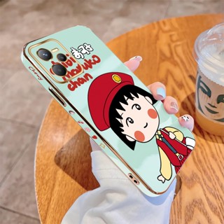 เคสโทรศัพท์มือถือนิ่ม ขอบสี่เหลี่ยม พิมพ์ลายเชอร์รี่ มีทบอล หรูหรา สําหรับ Realme C21 C21Y C25Y C30 C30S C31 C33 C35