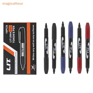 Magicalhour^^ แปรงมาร์กเกอร์ สีดํา สีฟ้า สีแดง สําหรับนักเรียน 10 ชิ้น ต่อกล่อง