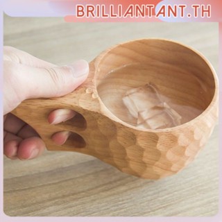 Ready Stock ถ้วยน้ำไม้ยางพารา ถ้วยนมไม้ สไตล์ญี่ปุ่น Lanyard Wooden Breakfast Cup bri