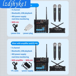 [Lzdjhyke1] เครื่องมิกเซอร์เสียง พร้อมไมโครโฟนไร้สาย USB สําหรับบันทึกเสียง คอมพิวเตอร์