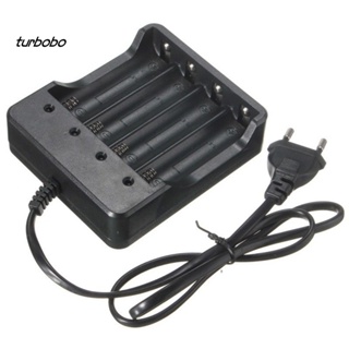 Turbobo ที่ชาร์จแบตเตอรี่ลิเธียมไอออน 4 ช่อง 18650 ปลั๊ก EU AC ไฟแสดงสถานะ LED แบบชาร์จไฟได้