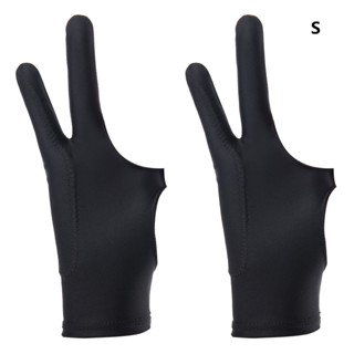 2pcs Universal Hand Tablet Left Right Two Finger Black Sketching 3 Layer Digital Art Drawing Glove