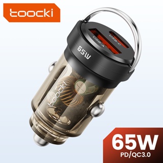 Toocki อะแดปเตอร์ที่ชาร์จในรถยนต์ แบบแหวนดึง 65W พอร์ตคู่ QC3.0 PD PPS Type C USB