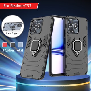 เคสโทรศัพท์มือถือ PC แข็ง แบบนิ่ม กันกระแทก พร้อมแหวนขาตั้ง สําหรับ Realme C53 RealmeC53 4G 2023