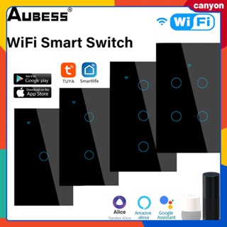 สวิตช์ไฟอัจฉริยะ Wifi 1 2 3 4 Gang Tuya มีสวิตช์สัมผัส ควบคุมด้วยแอพ รองรับการควบคุมด้วยเสียง