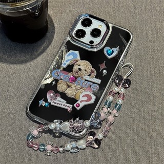 เคสโทรศัพท์มือถือกระจก ประดับพลอยเทียม พร้อมสายโซ่คล้อง สําหรับ Apple iPhone 14 13 12 11 PROMAX XS XR XSMAX SE2020 6 7 8PLUS MINI 13 11 12Pro 78 14pro