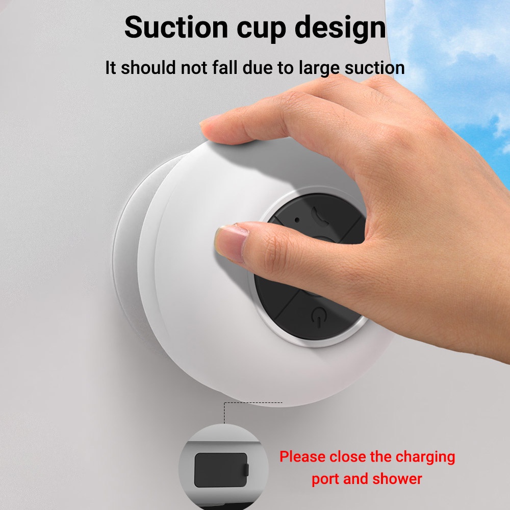 ลำโพงบลูทูธกันน้ำ เสียงชัดติดในห้องน้ำ ขนาดเล็กพกพา Bluetooth Mini Speaker ลำโพง พร้อมที่ดูดด้วย ติดข้างหลังมือถือ
