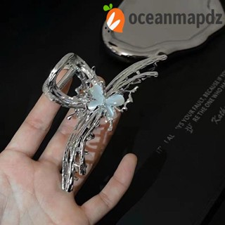 OCEANMAPDZ กิ๊บติดผมหางม้า โลหะ รูปผีเสื้อ ฉลาม ขนาดใหญ่ สไตล์เกาหลีวินเทจ