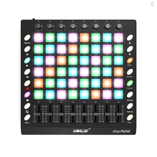 [พร้อมส่ง] Worlde PAD48 แผ่นควบคุมกลอง MIDI USB 48 RGB แบ็คไลท์ 8 ลูกบิด 16 ปุ่ม 8 สไลด์ พร้อมสาย USB