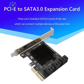 อะแดปเตอร์การ์ดขยายบอร์ดควบคุม PCIe เป็น 6 พอร์ต SATA 3 III 3.0 6 Gbps SSD PCI-e PCI Express x1 รองรับ x4 x8 x16