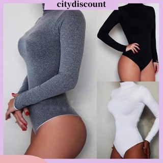 &lt;citydiscount&gt; ชุดบอดี้สูท คอเต่า เซ็กซี่ ยืดหยุ่น สีพื้น สําหรับผู้หญิง ใส่เล่นโยคะ