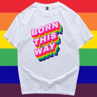 เสื้อยืดแฟชั่น (🔥พร้อมส่ง🔥) เสื้อ  PRIDE MONTH ผ้า BORN THIS WAY Cotton 100% ผ้าดีมากก LGBTQIA+