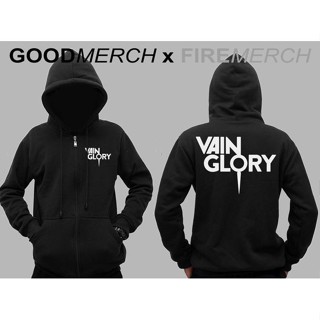 เสื้อกันหนาว มีฮู้ด แต่งซิป พิมพ์ลาย Vain Glory Distro เหมาะกับของขวัญวันเกิด สําหรับผู้ชาย