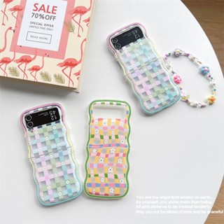 เคสโทรศัพท์มือถือแบบนิ่ม ใส ลายดอกเดซี่ พร้อมสายคล้องมือ สําหรับ Samsung Galaxy Z Flip 4 3 5 5G Z Flip 3 Flip5 Flip4