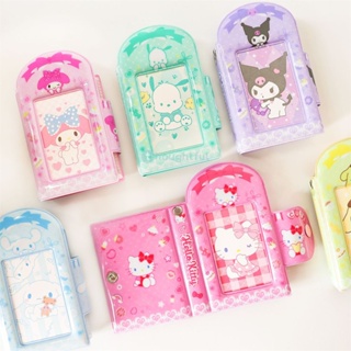 Sanrio อัลบั้มรูปขนาด 3 นิ้ว สมุดใส่การ์ดขนาดเล็ก Cartoon Kuromi Cinnamoroll Small Card Storage Bag Protection Book TH