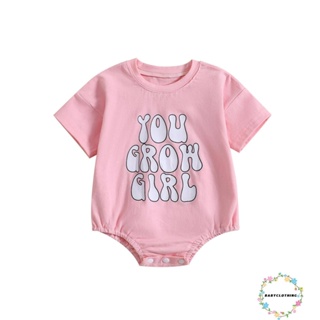 Babyclothes- ชุดรอมเปอร์ บอดี้สูท คอกลม แขนสั้น พิมพ์ลายตัวอักษร ฤดูร้อน ลําลอง สําหรับเด็กผู้หญิง ใช้ได้ทุกวัน