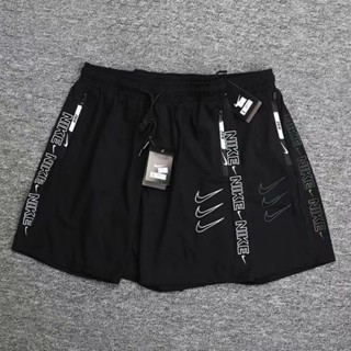 Nike กางเกงขาสั้นลําลอง ลายโลโก้ 100% สีดํา แฟชั่นสําหรับผู้ชาย และผู้หญิง เหมาะกับการเล่นกีฬา