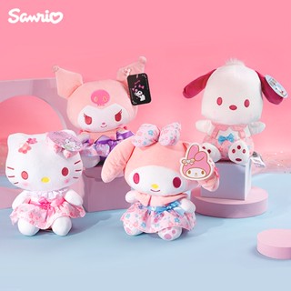 SANRIO ตุ๊กตายัดนุ่น รูปการ์ตูน Hello Kitty Kuromi Melody Cinnamoroll Peach Blossom สีชมพู เหมาะกับของขวัญวันเกิด สําหรับแฟนสาว