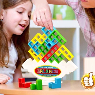 Tetra Tower Game Stacking Blocks Building Blocks Balance Puzzle Board Assembly Bricks Educational Toys for Children Kids Adults