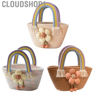 Cloudshop1 Knitting   Floral Decoration Beach Woven Colorful Handle for Outdoor Female