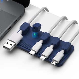 ที่เก็บสายเคเบิลข้อมูล Magnetic Office Desktop Organizer Mouse Wire Fixed Wire Seamless Self-adhesive Winder 【bluey】