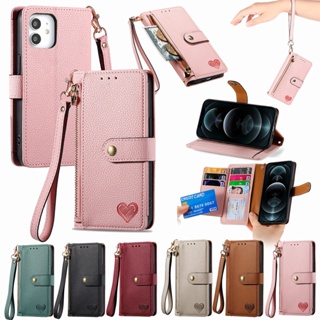 Czm เคสโทรศัพท์มือถือหนัง PU ฝาพับ พร้อมช่องใส่บัตร ลายหัวใจ สําหรับ Xiaomi 12 12S 12X 12S 12T Pro lite Ultra