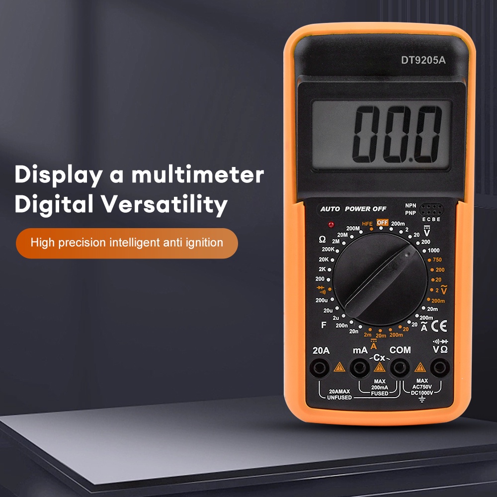Digital Multimeter DC AC Voltmeter Ohm Volt Amp Test Meter Diode Tester for Household Outlet Auto Battery Test