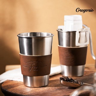 Grego แก้วกาแฟสเตนเลส กันลื่น ถอดออกได้ ขนาด 450 มล. สําหรับตกแต่งทุกวัน