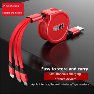 สายชาร์จ Usb 12W 3 In 1 Micro-Usb Type C IP ยืดหดได้ ชาร์จไว สําหรับ Xiaomi Data Cable