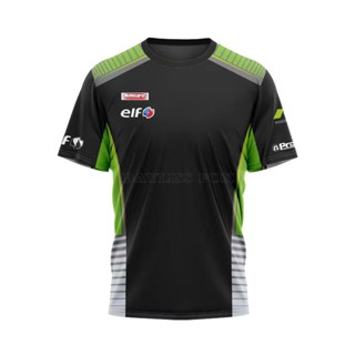 เสื้อยืดแขนสั้น ระบายอากาศได้ดี แบบแห้งเร็ว ลายทีมแข่งรถ Kawasaki Moto แฟชั่นฤดูร้อน