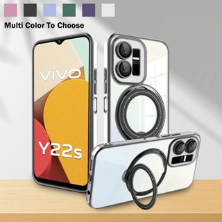 เคสโทรศัพท์มือถือ อะคริลิคใส TPU นิ่ม กันกระแทก พร้อมแหวนขาตั้ง สําหรับ Vivo Y35 Y22 Y22s Y16 Y02s Y20 Y20i Y20s 4G