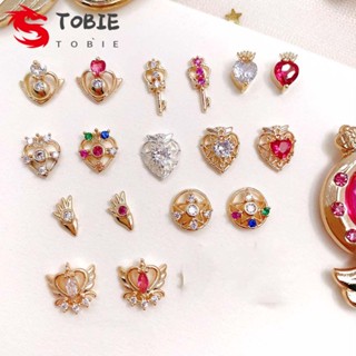 TOBIE เครื่องประดับ จี้คริสตัลเพทาย รูปหัวใจ 3 มิติ สีสันสดใส สไตล์ญี่ปุ่น สําหรับตกแต่งเล็บ