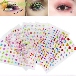 SOMEDAYZL สติกเกอร์คริสตัล พลอยเทียม ไข่มุก 3D สําหรับตกแต่งเล็บชั่วคราว 1 แผ่น