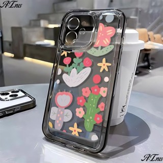 เคสโทรศัพท์มือถือ แบบนิ่ม ลายการ์ตูนกระบองเพชร และดอกไม้ สําหรับ Apple Iphone 11 7 1312 14Promax 6XJH 8p