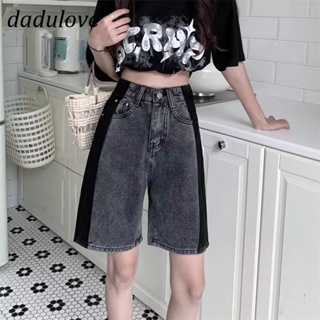 DaDulove💕 New Korean Version of INS Thin Section Stitching Denim Shorts Niche High Waist Wide Leg Pants Hot Pants