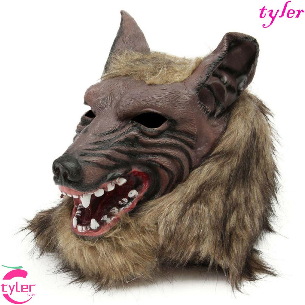 Tyler หน้ากากยาง รูปหัวหมาป่า น่ากลัว เสมือนจริง สําหรับตกแต่งบ้าน เทศกาลฮาโลวีน